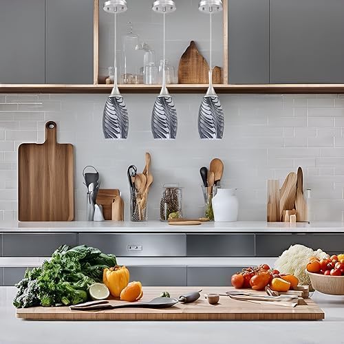 Viinew Mini Glass Pendant Light,3-Pack Gray Marble Glass Hanging Light | Black Gray Marble with Handblown Art Glass Ceiling Light,4.72" Oval Chandelier for Kitchen Island Cafe Hallway