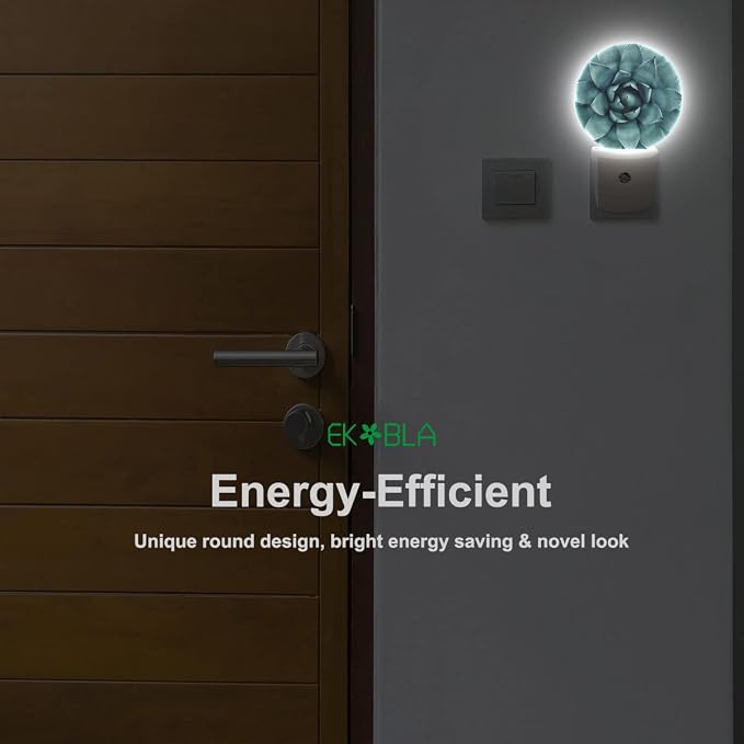 EKOBLA Cactus Night Light, Green Tropical Plant Night Lights Plug Into Wall with Dusk to Dawn Auto Sensor for Bathroom, Hallway, Kitchen and Indoor Home Decor