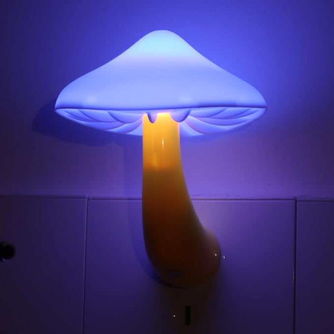 AUSAYE Blue Led Lamp Mushroom Night Light,Light Sensor Night Lights | Plug in Nightlight for Kids Adults Bedroom,Bathroom,Toilet,Stairs,Kitchen,Hallway Christmas Thanksgiving Gifts