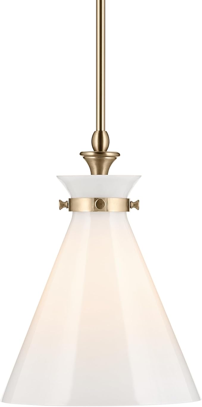 Kichler Laria Pendant Light, Opal Glass, Champagne Bronze | Updated traditional pendant light with opal glass (14.5" x 10.5"), 52774CPZ