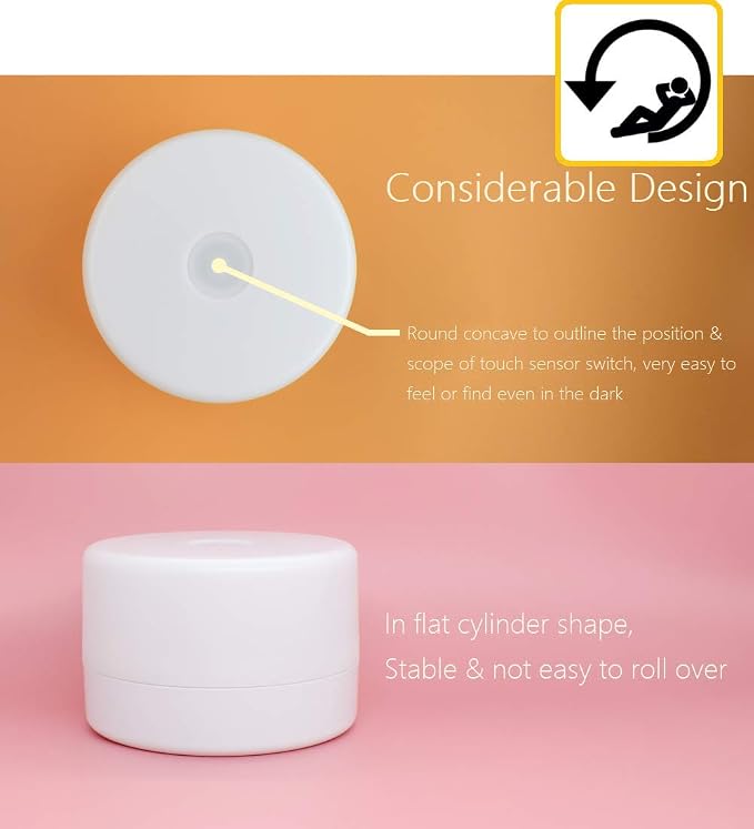 RTSU Dimmable Touch Night Light, Rechargeable Tap Lamp for Nursery | LED nursing light for breastfeeding, baby nursery, newborn care. USB rechargeable, wireless, stepless dimming