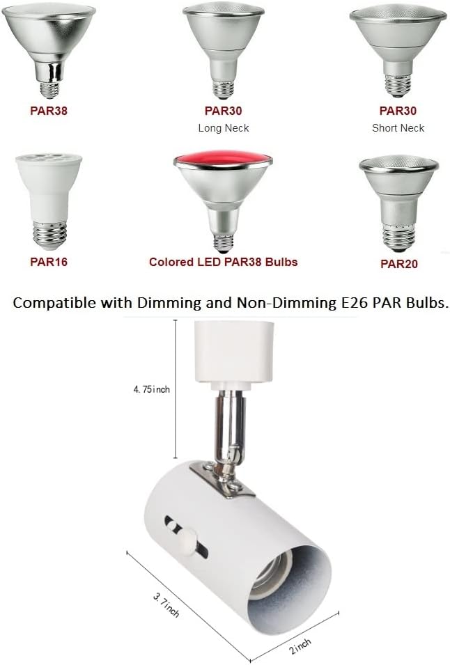 White line Voltage Track Lighting Heads E26 H Type(no Bulb), ETL Listed,4Pack