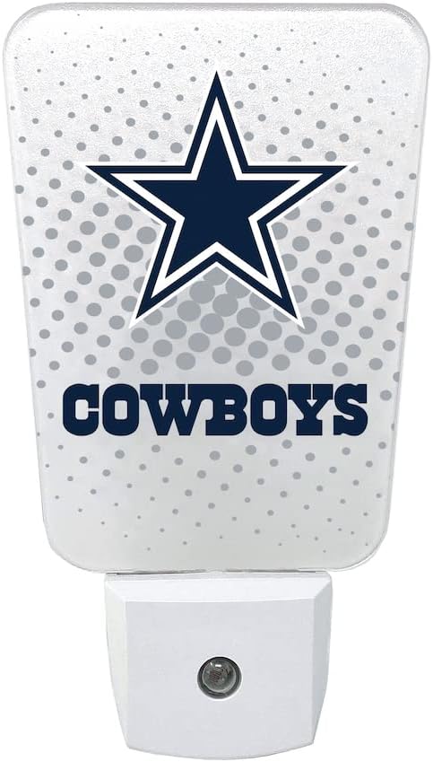 Party Animal NFL Team LED Night Light, with Auto Sensor and 3 Light Settings, Slim 5-Inch Design fits Standard Outlets, Dallas Cowboys