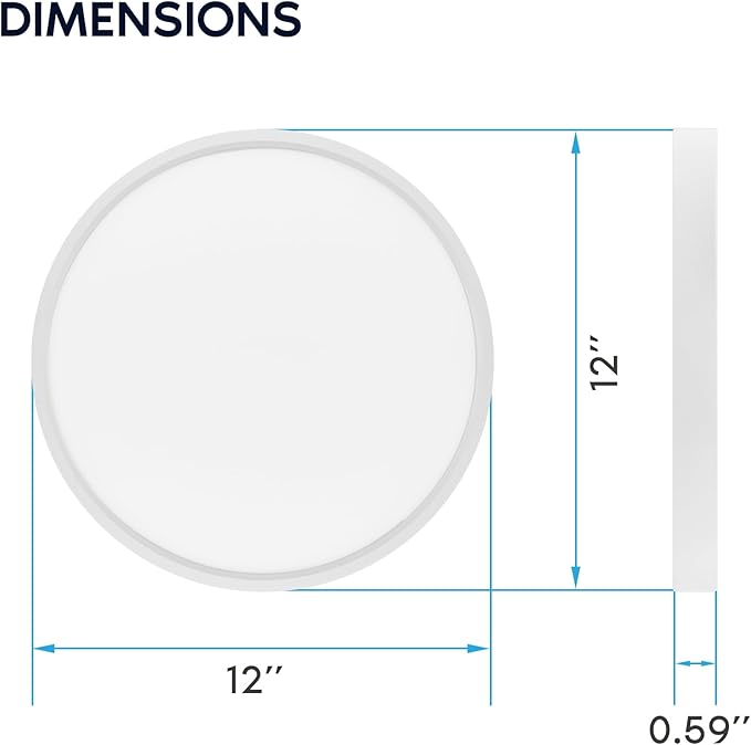 LUXRITE 12 Inch LED Flush Mount Ceiling Light, LED Surface Mount, 5CCT 2700K-5000K, 1650 Lumens, CRI90, 110° Beam Angle, 22 Watt, Dimmable, Wet Rated & UL Listed, Round Slim Trim (4 Pack)