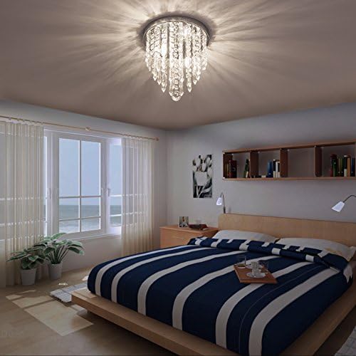Mini Chandelier, Crystal Chandelier Lighting, 2 Lights, Flush Mount Ceiling Light, H10.4'' x W8.66'' Modern Chandelier Lighting Fixture for Bedroom, Hallway, Bar, Kitchen, Bathroom