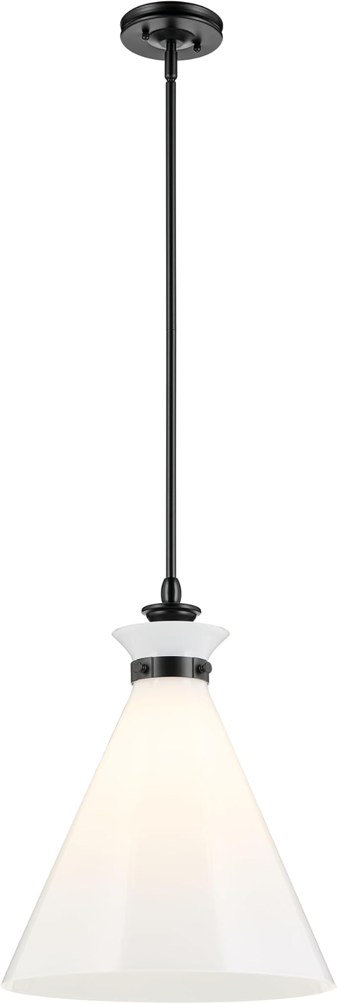 Kichler Laria Pendant Light, Opal Glass, Black | Updated traditional pendant light for kitchen islands and dining rooms (19.75" x 16"), 52775BK