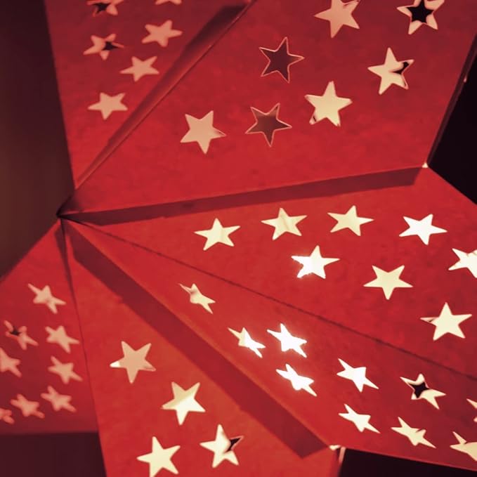 Solid Pink Paper Star Lantern with 12 Foot Power Cord Included