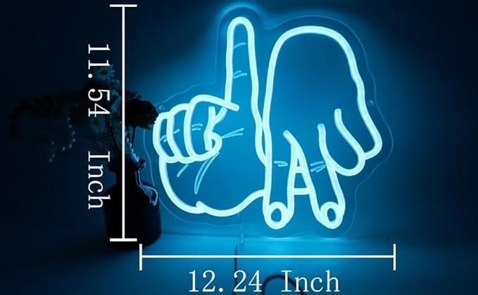 LA Gesture LED Neon Sign, Los Angeles Gesture Light Up Sign Dimmable USB Powered for Wall Bedroom, Man Cave, Baseball Team Decor, Garage, Bar, Party, Game Room, Nightclub, Gifts