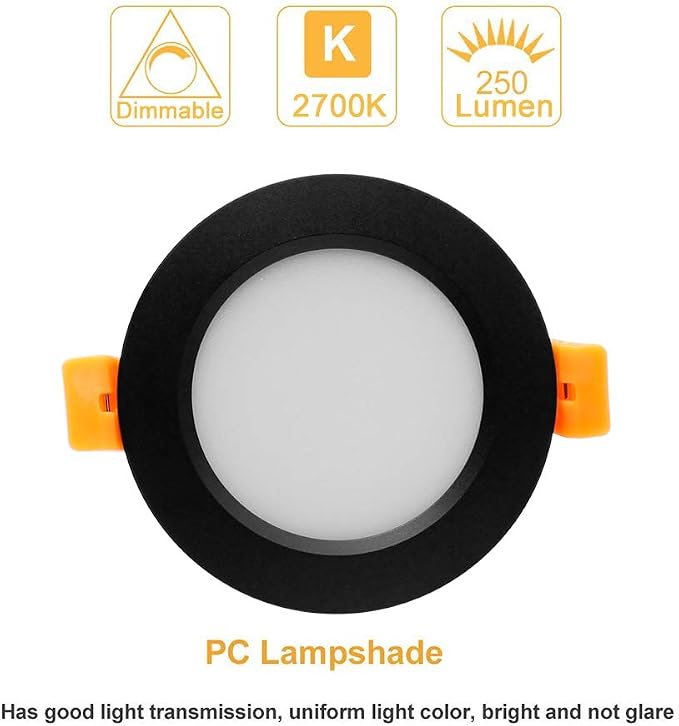 2 Inch LED Recessed Lighting, Dimmable LED Downlight 3W(35W Halogen Equivalent), CRI80+, 2700K Ultra Warm White, Recessed Ceiling Light with LED Driver(10 Pack)
