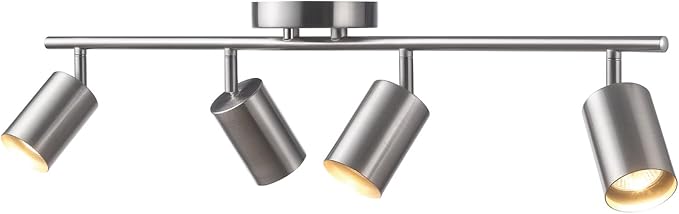 Globe Electric Pratt 4-Light Track Lighting, Brushed Nickel Finish, Bulb Not Included