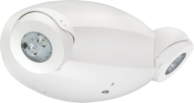 Lithonia Lighting Quantum Emergency Light, 2 Aimable Lamp Heads, 120/277V | Ceiling or Wall Mount, White Thermoplastic, Contemporary Commercial LED Emergency Lights w/ 120/277V Dual Voltage (ELM4L)