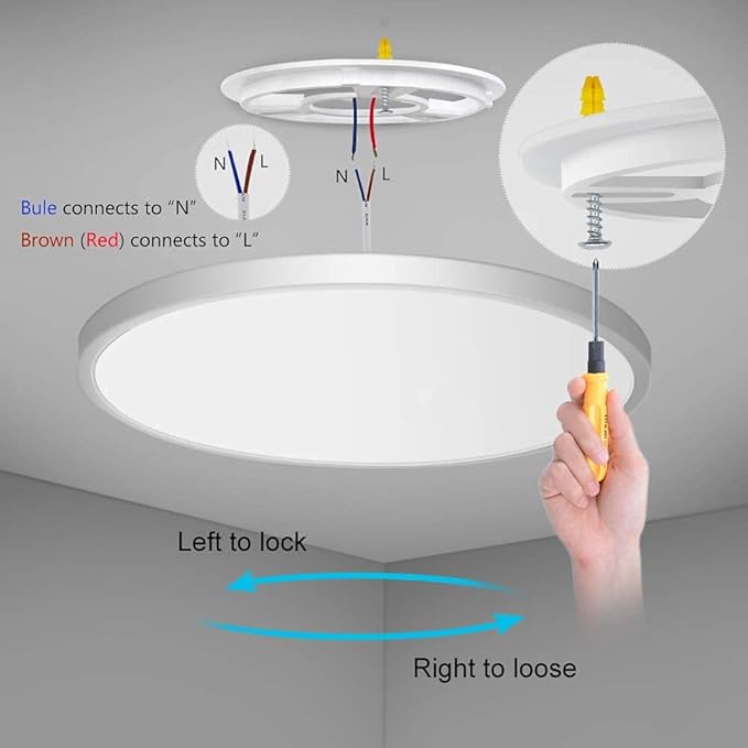 inShareplus LED Flush Mount Ceiling Light Fixture, 3200ML 4000k Natural White 12 Inch Flat Modern Ceiling Lighting, 24W(240W Equivalent), Used in Bedroom, Bathroom, Kitchen, Corridor, Etc