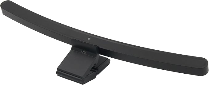 ScreenGlow Pro 17.72' Curved Monitor Lamp: Modern, 3000K~6500K CCT Adjustable, Dimmable, 5W LED, Eye Protection, Space Saving, Includes Mini Remote & USB C Cable, for Laptop, Keyboard