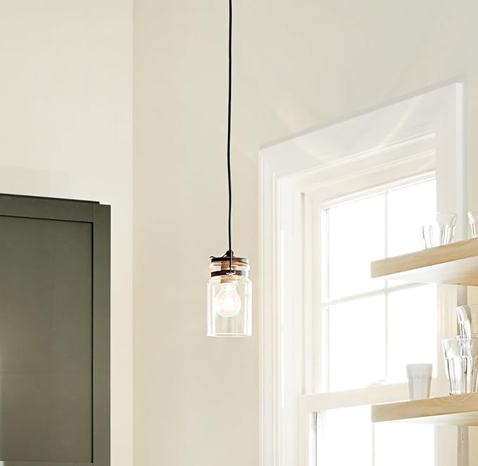 Kichler Brinley 7.75" Kitchen Pendant in Olde Bronze®, Mini Farmhouse Pendant with Clear Glass, (7.75" H x 4.75" W), 42878OZ, 1-Light