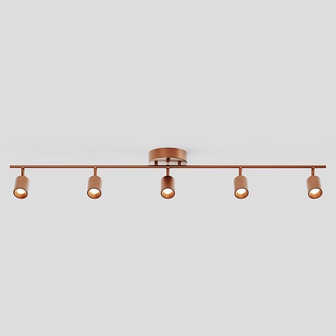 Shura Brushed Copper 5-Light Track Light with Rotatable Heads, Integrated LED Bulbs, 4 ft. Track Lighting Kit, 3000k, 2450 Lumens