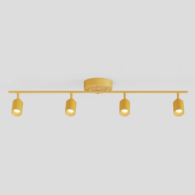 Shura Mustard Yellow 4-Light Track Light with Rotatable Heads, Integrated LED Bulbs, 3 ft. Track Lighting Kit, 3000k, 2240 Lumens