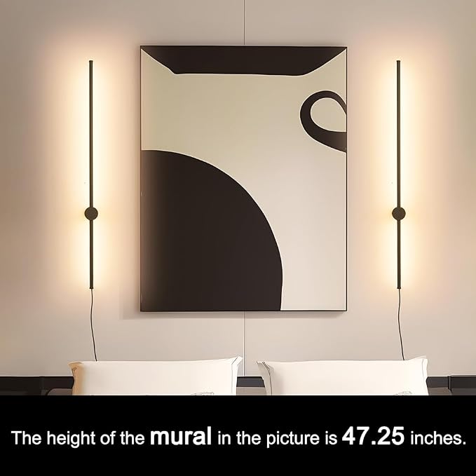 RC Dimmable Modern Plug in Wall Sconce Set of Two LED Black Wall Lights with Dimmer 39.4 inches Wall Lamp with Memory Function Original Brand Lighting