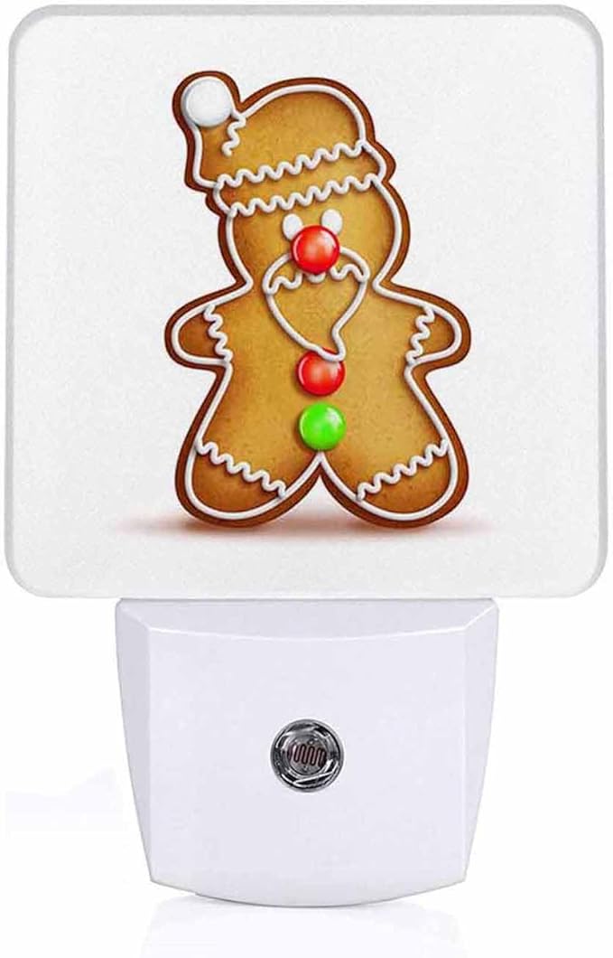 LED Night Light Lamp with Smart Sensor Dusk to Dawn Sensor,Christmas Cartoon Gingerbread Santa Night Light Daylight White,0.5W Plug-into Wall for Adults,Bedroom,Bathroom,Hallway,Kitchen