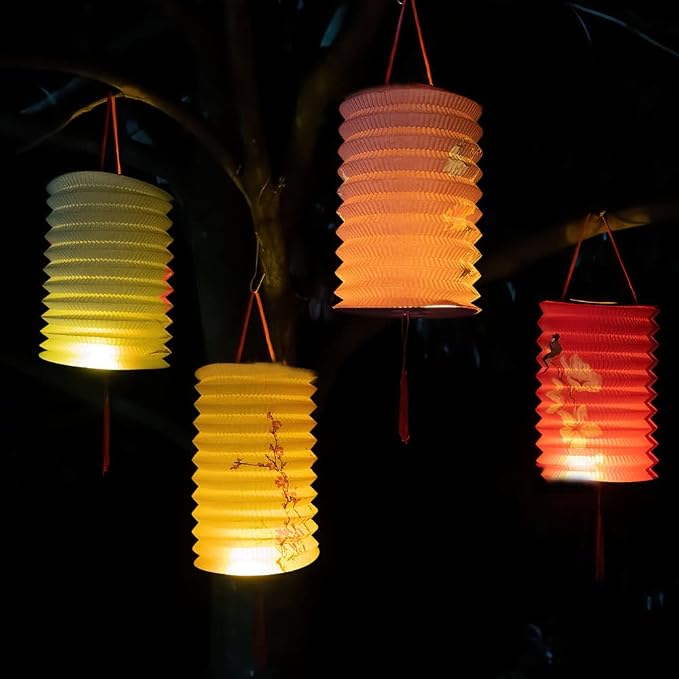 10PCS Chinese Japanese Asian Paper Lanterns with LED Lights Decorative Hanging Electric Paper Lanterns 6.3inch Colorful for Spring Festival Valentine Lunar New Year Party Decorations Decor (10)
