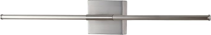 JONATHAN Y Makena 28" 1-Light LED Wall Sconce, Nickel | Dimmable, Modern, Integrated 12W, Hardwired, Sleek Metal, Ambient, Bathroom Mirror, Bedroom, Hallway, Vanity Mount