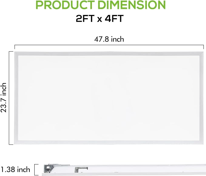 hykolity 2x4 LED Flat Panel Troffer Light 5CCT Dimmable,Drop Ceiling,2Pack | 20W-60W Selectable 3000K-6500K 0-10V Dimmable Up to 7800LM Recessed Mount Lights for Office Classroom Hospital Garage Retail
