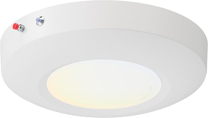 6 Inch LED Emergency Disk Light Kit with Battery Backup, Ceiling Mount Emergency Lights, Dimmable, 120-277V, 15W, 1000lm, CRI90, 5CCT Selectable, ETL & Wet Rated, White, 1 Pack