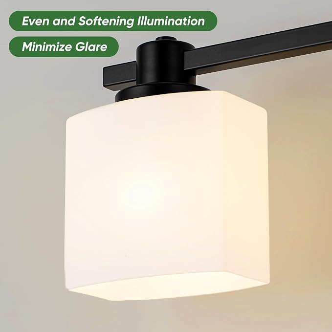 32 Inch Matte Black Bathroom Light Fixtures Over Mirror 4 Light Bathroom Vanity Light Milk Glass Makeup Shower Lamp Small Farmhouse Wall Sconce Modern Desk Vintage Rustic Bath Sink Lighting