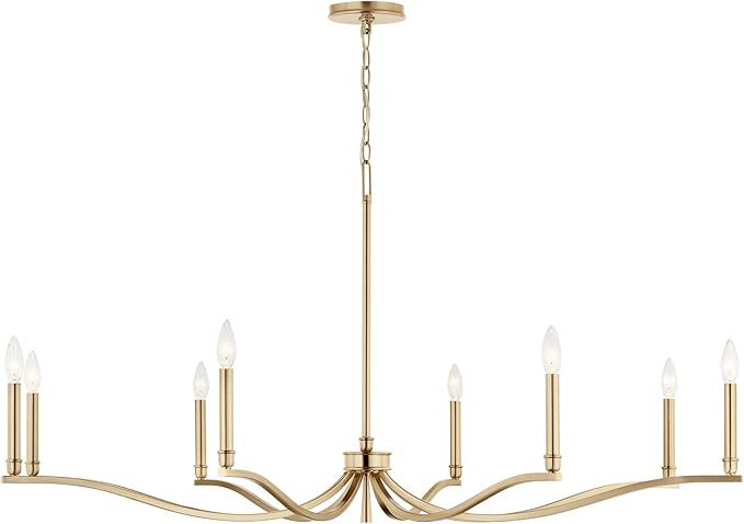 Kichler Malene 8-Light Chandelier, Updated Traditional Light in Champagne Bronze, Sloped Ceiling Compatible, for Foyer, Dining Room or Living Room (25" x 52"), 52697CPZ