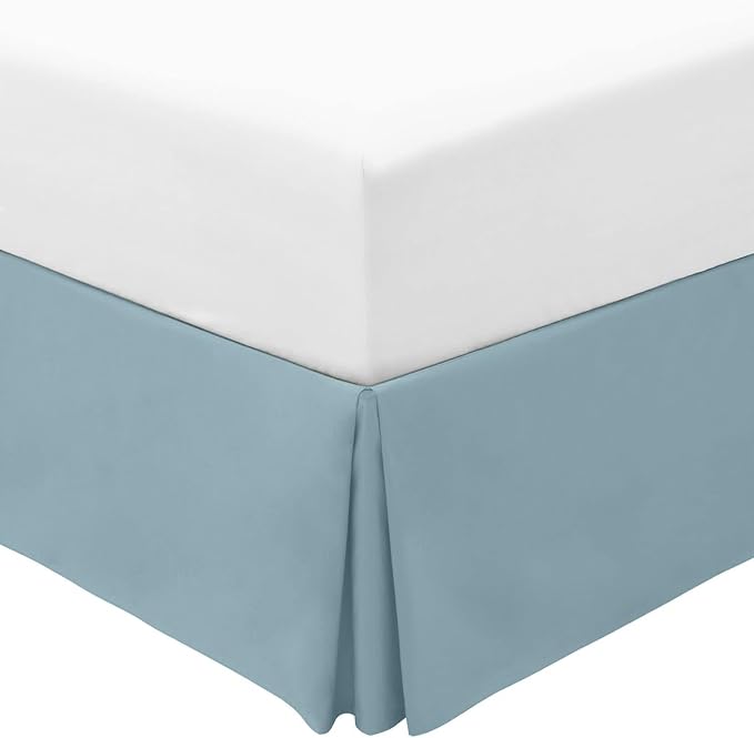 Mellanni Bed Skirt Twin XL Size - Tailored Drop Bed Skirting | 15-Inch Pleated Dust Ruffle - Hotel Luxury Bedding - Wrinkle, Fade, Stain Resistant - 1 Bedskirt (Twin, Spa Blue)