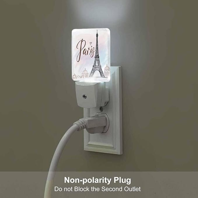 Eiffel Tower Night Lights Plug into Wall Pink Paris Night Light with Dusk to Dawn Sensor for Home Bedroom Bathroom Living Room 0.5W Sleep-Friendly