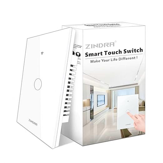 Smart Touch Wall Light Switch with Matter, Tempered-Glass Panel, Neutral Wire Required, Single-Pole, 2.4GHz Wi-Fi, App/Voice Control with Alexa/Google/Apple Home, Timers & Schedules White – 1 Gang