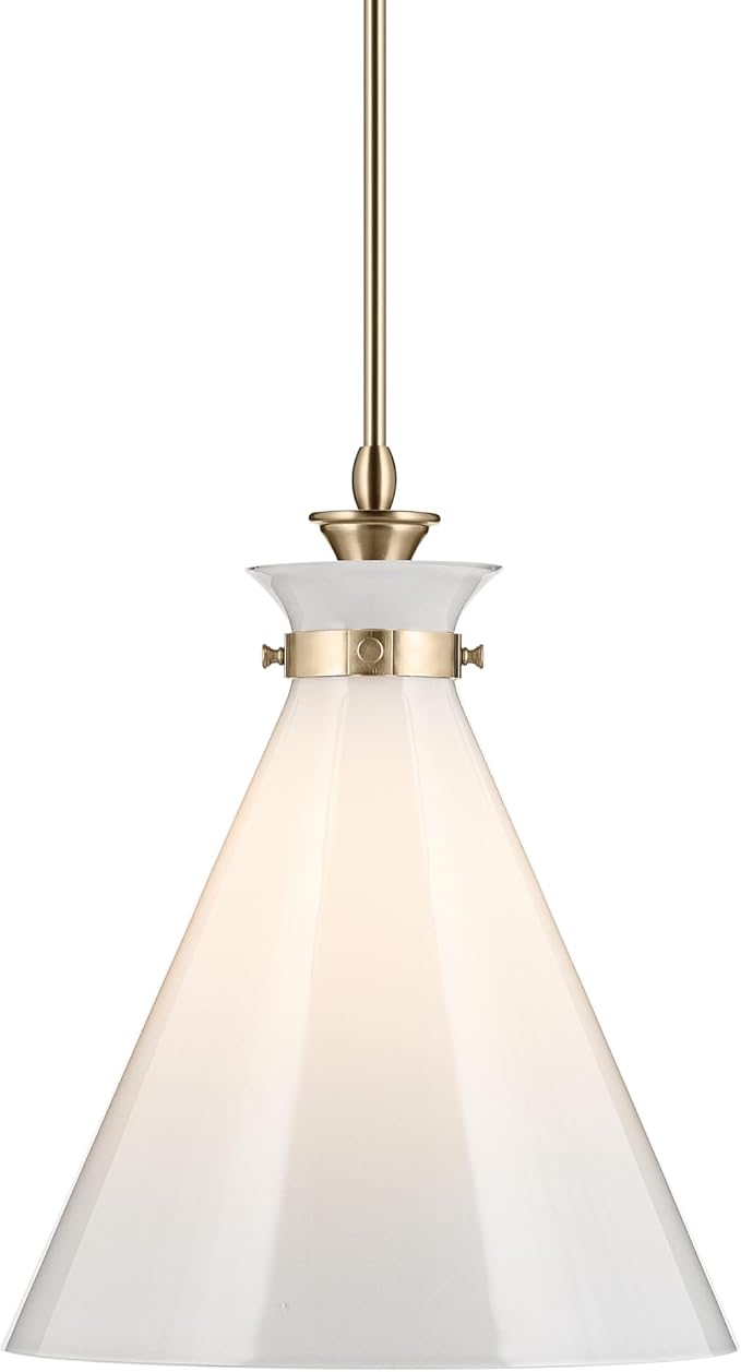 Kichler Laria Pendant Light, Opal Glass, Champagne Bronze | Updated traditional pendant light for islands and dining rooms (19.75" x 16"), 52775CPZ