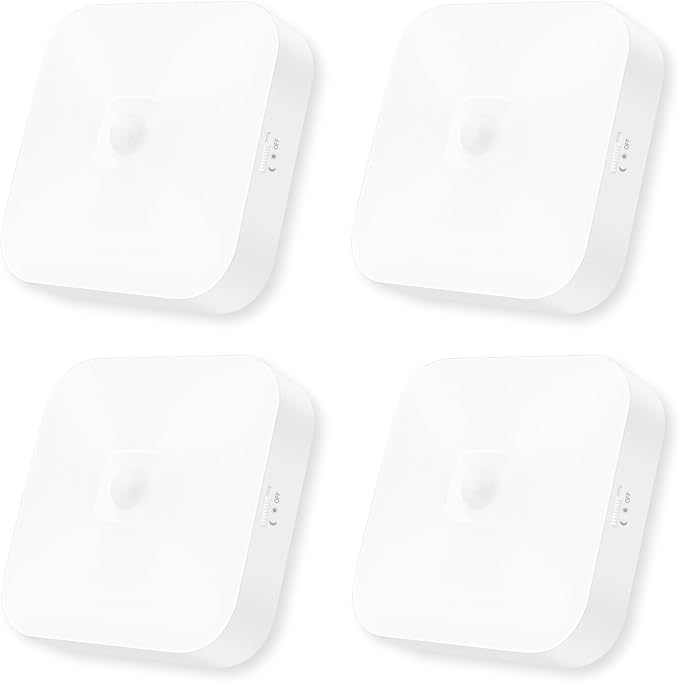 Rechargeable Motion Sensor Closet Light, 500LM Wireless Ceiling Light 4Pack | 5000K Cool White, Battery Operated, Motion Sensored Activated, Indoor Use for Hallway, Stairs, Pantry, Bathroom, Garage