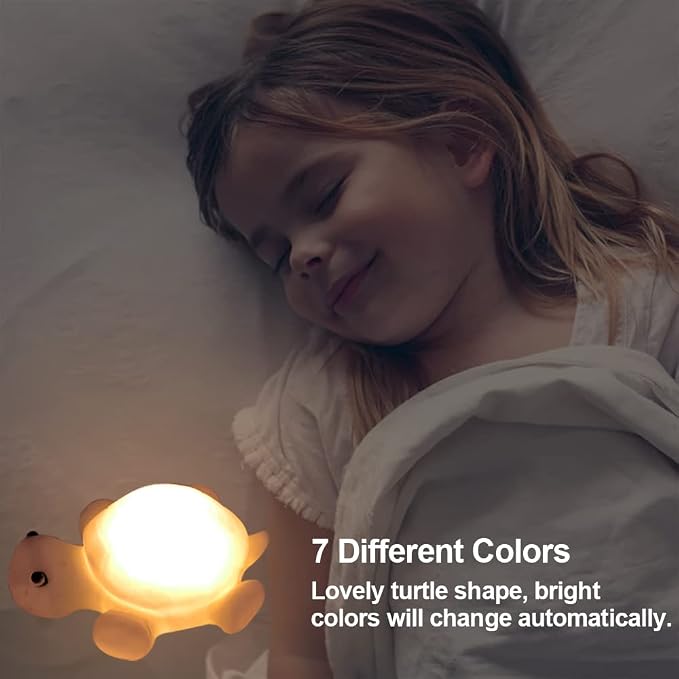 AFUNTA 4 PCS Cute Turtle Night Lights, 7 Color Changing 3D LED Lamp for Kids Room, Christmas Home Decor Gift
