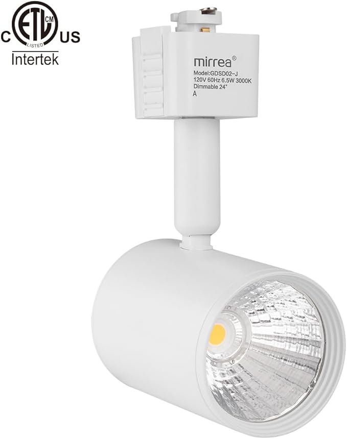mirrea LED Track Lighting Heads Compatible with Single Circuit J Type Track Lighting Rail Ceiling Spotlight for Accent Task Wall Art Exhibition Lighting 6.5W 24° White Pack of 6 (3000K Warm White)