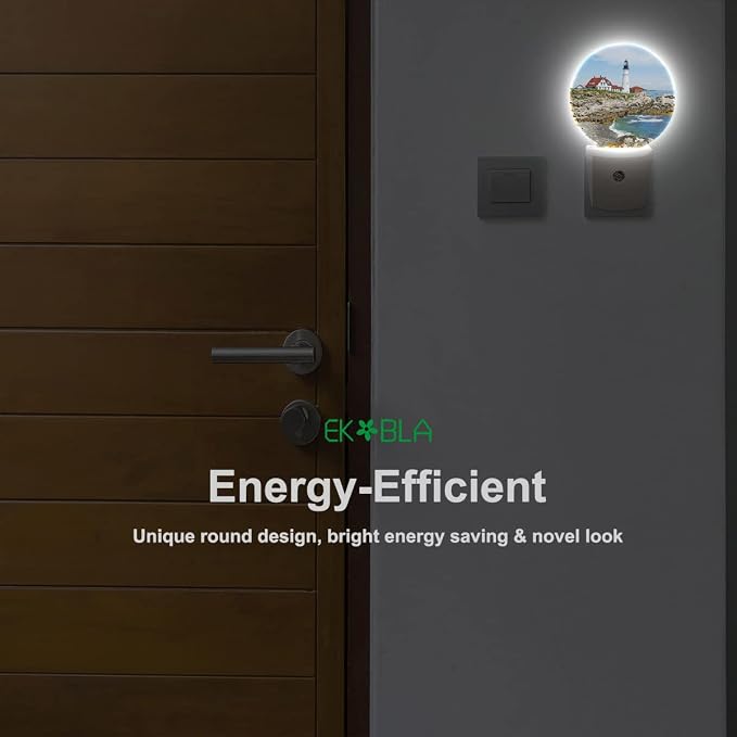 EKOBLA Lighthouse Night Light, Coastal Seaside Lighthouse Night Lights Plug Into Wall for Bedroom, Living Room and Bathroom