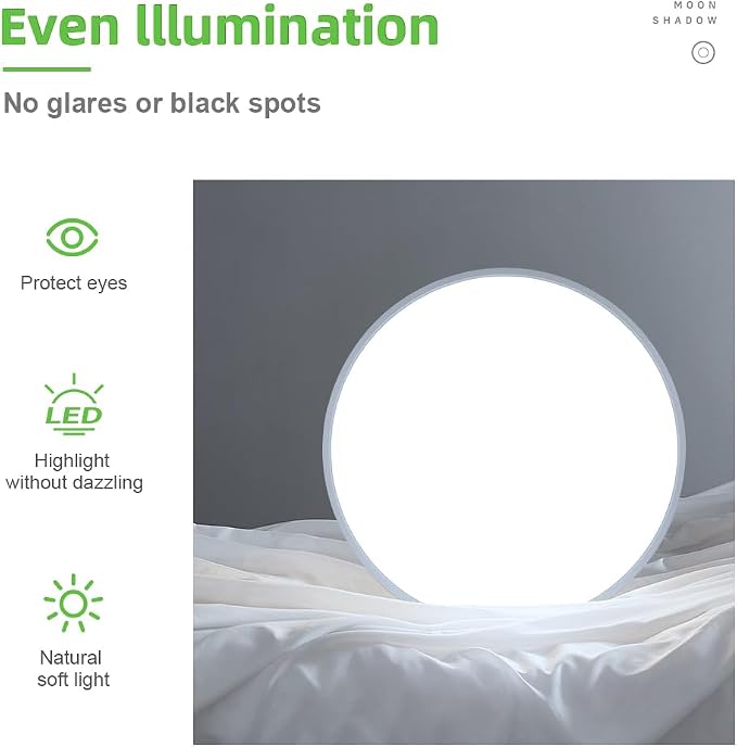 LightingWill 24 Inch LED Flush Mount Ceiling Light Fixture, 6000K Cool White, 5600LM, 45W, Flat Modern Round Lighting Fixture, 400W Equivalent White Ceiling Lamp for Kitchens, Bedrooms.etc.