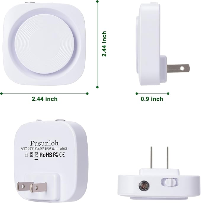 Warm White Night Lights Plug in to Wall,4 Packs Dimmable Night Light with Auto Dusk to Dawn Sensor,Soft Glow Night Light for Bathroom, Bedroom,Hallway, Stairs, Kitchen,Warm White