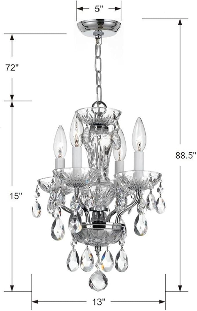 Crystorama Traditional Crystal 4 Light Spectra Crystal Polished Chrome Mini Chandelier
