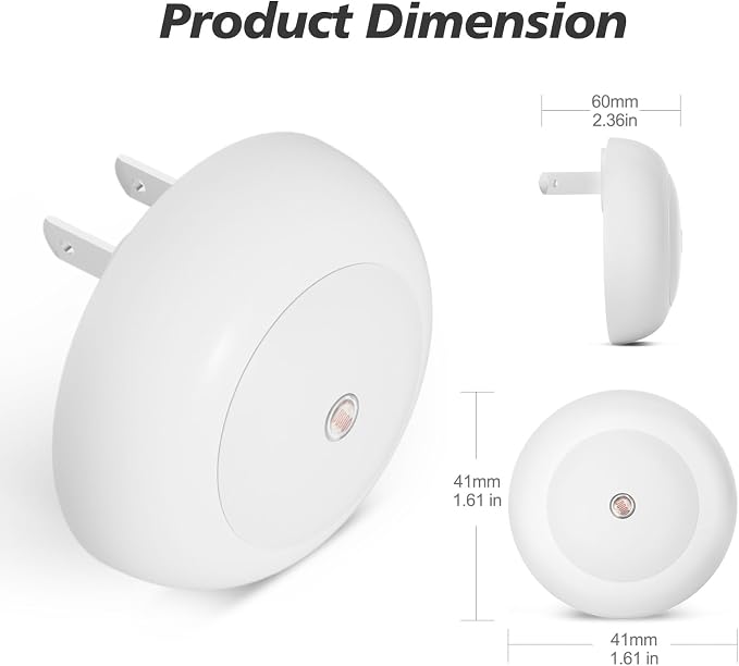 fesnne Night Light, Night Lights Plug into Wall, Dusk to Dawn Sensor Warm White Led Night Light 0.5W, 2 Pack Nightlight for Adults, Bedroom, Bathroom, Hallway, Kitchen