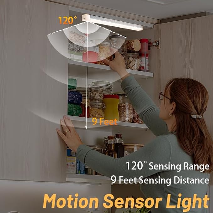 6 Pack Under Cabinet Light,Motion Sensor LED Lights with Magnetic 8 inch，Rechargeable Indoor Wireless Closet Lights for,Kitchen,Stairs Cabinet