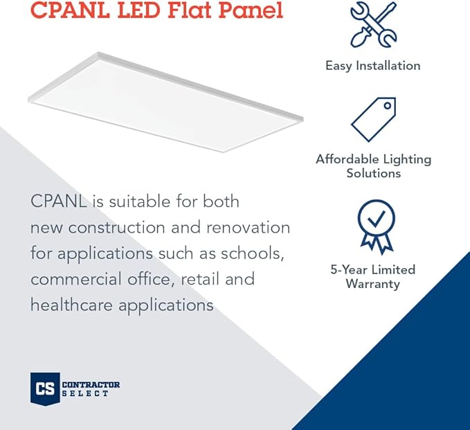 Lithonia Lighting CPANL 2x4 LED Flat Panel Light, 2 ft. by 4 ft. LED Light Panel, Ceiling Lighting Fixture, 3500K/4000K/5000K Switchable CCT, Includes Direct Ceiling Mount Bracket (2-Pack)