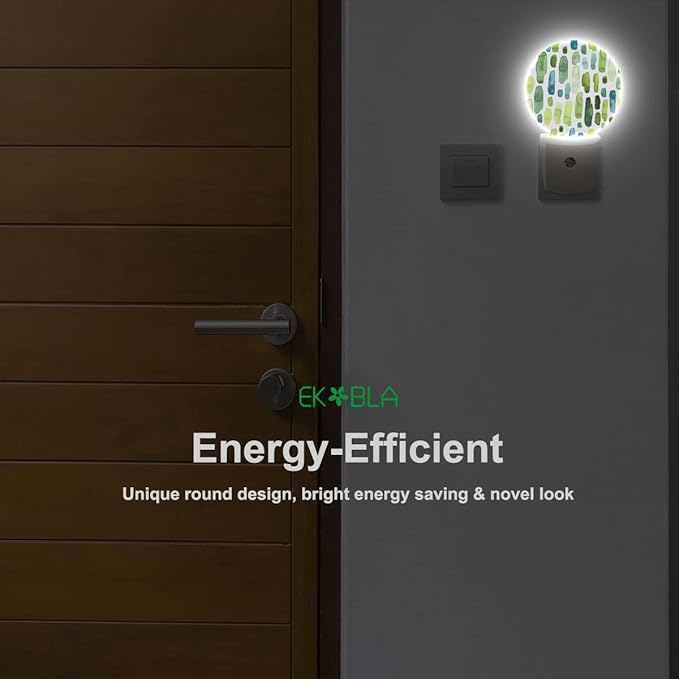 EKOBLA Cactus Tropical Night Lights Plug into Wall Cacti Green Plant LED Dusk to Dawn Plug-in Nightlights Auto Sensor for Home Indoor Bathroom Hallway Kitchen