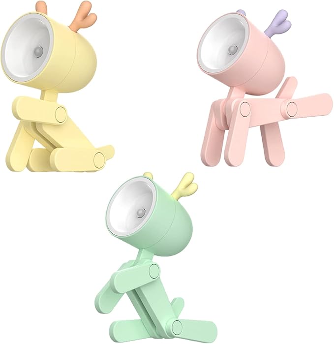 Cute Night Light for Kids, Mini Led Table Desk Lamp, Decorative Lamp Indoor Nightstand, Animal Pet Nightlights, Christmas Decorate Birthday Gifts for Children, Students (Deer 3 Colors-D)
