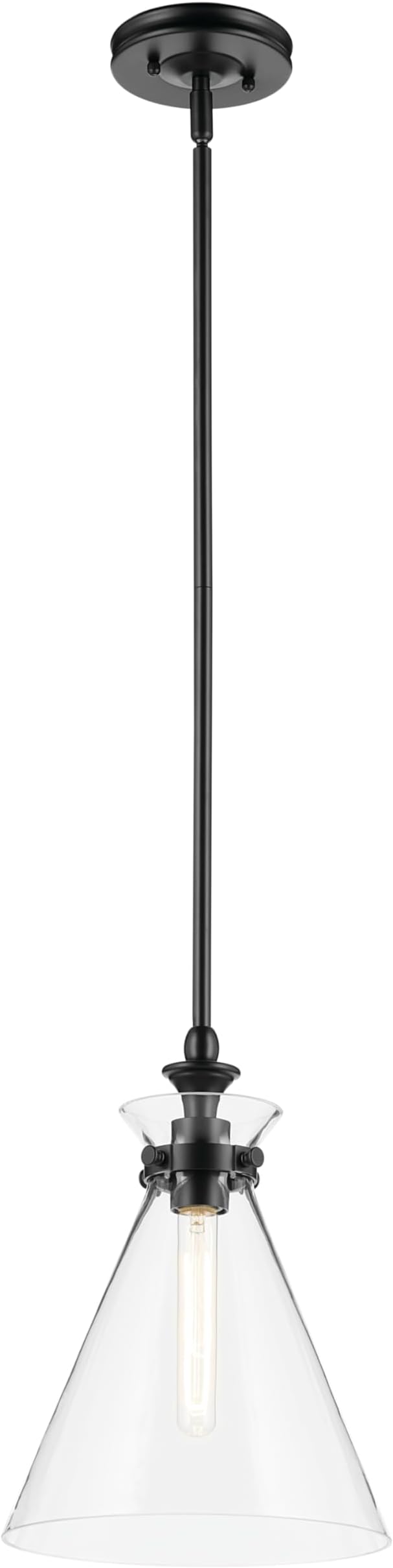 Kichler Laria Pendant Light, Clear Glass, Black | Updated traditional pendant light for kitchen islands and dining rooms (14.5" x 10.5"), 52774BKCLR