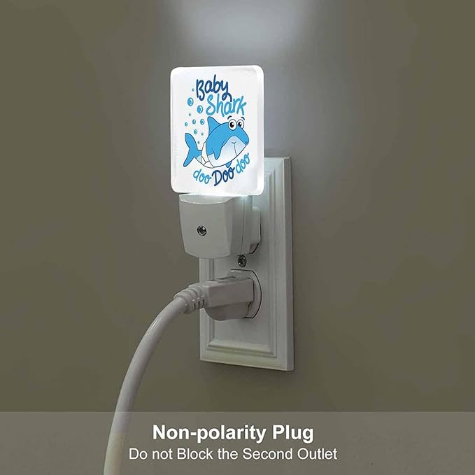 LED Night Light,Cartoon Bubbles Cute Shark LED Night Light Plug into Wall with Dusk to Dawn Light Sensor White Energy Efficient Nightlight for Bedroom Bathroom Hallway Living Room Kitchen