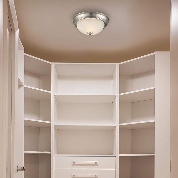 Design House Ceiling Light, Flush Mount, Dimmable, Uses (2) 60W Bulbs, Satin Nickel, 11.25 in D x 4.75 in H, 2-Pack Includes Two Ceiling Lights, 587527 | Dimmable, Ceiling Mount, Traditional, Steel, 2-Pack, Lighting, 587527