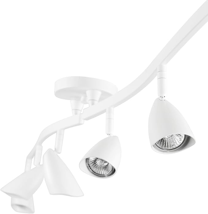 Globe Electric 59353 Grayson 6-Light Adjustable S-Shape Track Lighting, White Color, Matte Finish, 8.66", Bulbs Not Included