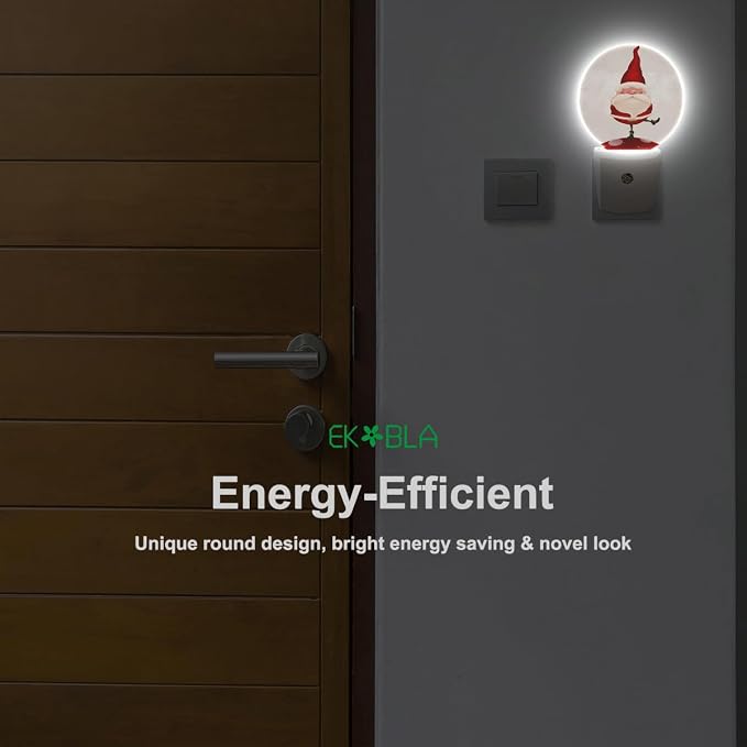 EKOBLA Santa Claus Night Light, Cute Winter Xmas Night Lights Plug Into Wall with Dusk to Dawn Sensor for Kids Bedroom
