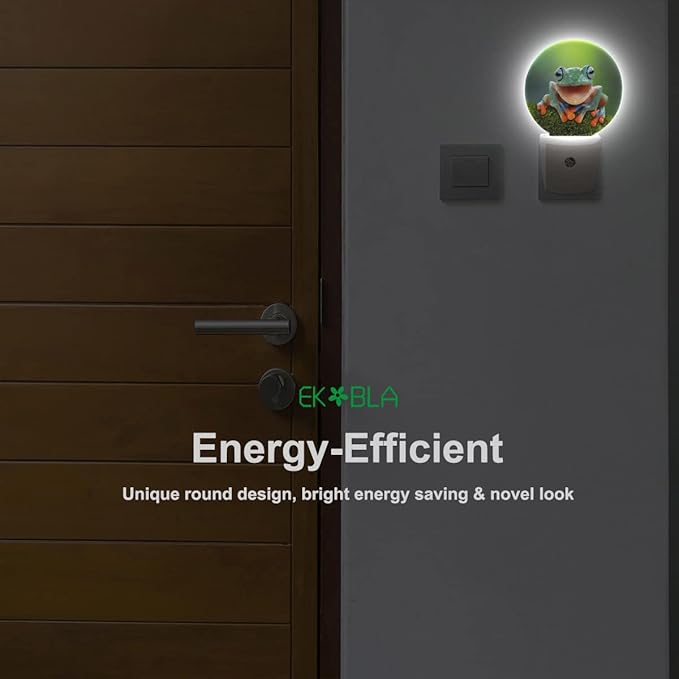 EKOBLA Frog Night Light - Cute Green Pond Animal LED Wall Plug-in Nightlights with Auto Sensor, Dusk to Dawn Lighting for Bedroom, Bathroom & Kitchen